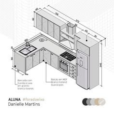 the diagram shows an all in one kitchen with cabinets, sink and stove top oven