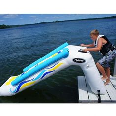 Rave Sports Dock Slide 00002 Swimming Pool Slides, River Ideas, Dock Ideas, Lake Toys, Lake Floats, Dock Accessories, Lake Fun, Pool Stuff