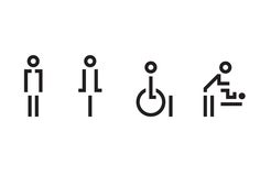 four different types of symbols are shown in black and white, including one with an arrow