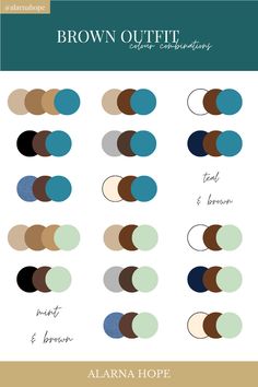 Pair Brown Colour With, Colors To Pair With Brown, Dark Teal Color Combinations, Clothes Combinations Ideas Outfits, What Colours Go With Brown, Teal Color Combinations Outfits, Clothes Colour Combinations, Brown Contrast Color Schemes, Brown Color Combinations Outfits