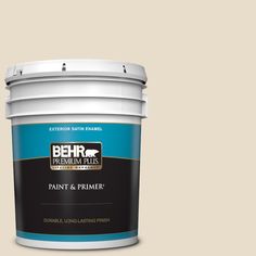 the behr paint company's primer in one is shown on a beige background