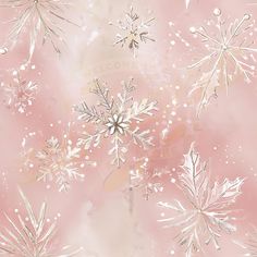 snowflakes on a pink and white background