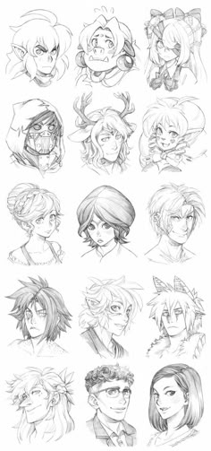 some sketches of people with different facial expressions