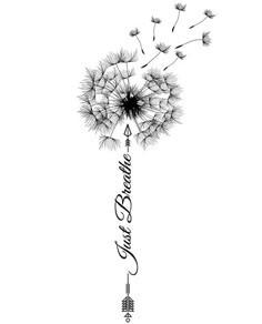 a dandelion drawing with the word love written on it and an arrow in the middle