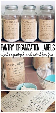 jars filled with pantry organization labels on top of a table