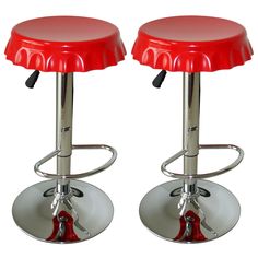 Red Cafe, Chrome Bar Stools, Weird Furniture, Backless Bar Stools, Funky Decor, Funky Furniture, Swivel Seating