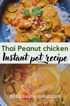 Thai peanut chicken recipe made with simple ingredients in the instant pot. This easy chicken breast recipe tastes so good with white or brown rice.