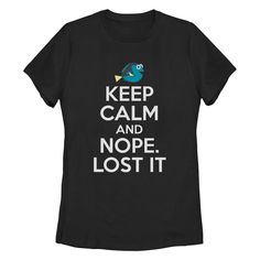 a black t - shirt with the words keep calm and nope lost it on it