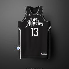 the los angeles lakers jersey is hanging up against a black background with an advertise message