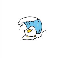 a cartoon penguin sitting on top of an egg