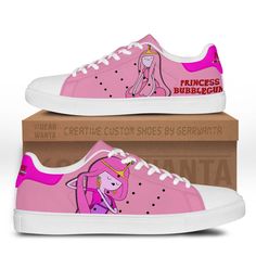 Adventure Time Princess Bubblegum Stan Shoes Custom-Gear Wanta Adventure Time Princess Bubblegum, Clean White Leather, Adventure Time Princesses, Dream Shoe, Tennis Legends, Smith Shoes, Time Princess, Expressive Fashion, Green Heels