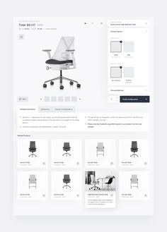 an image of a website page with chairs and tables on it's desktop screen