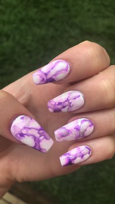 Purple marble nails Purple Marble Nails, Latest Nail Trends, Purple Marble, Marble Nails, Nail Trends, Summer Nails, Nail Ideas, Marble, Nails