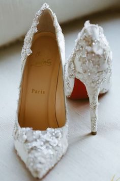 two pairs of white shoes with sequins on them