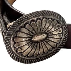 Navajo Jeweler J Blackgoat Signed Concho Etched Silver Buckle On Brown Leather Removable Belt Holes From Approximately 26.5-30” Not Including Buckle Total Length Approximately 34” Not Including Buckle (See Photos For Most Accurate Measurements) Bundle 5 Or More Items & The App Will Automatically Update The Total To Include 30% Off. You Can Bundle Up To 5 Lbs Of Items For The Same Shipping Price As Just 1 Item 99% Shipped Same Or Next Day If You Need To Sign Up For Poshmark Use My Code Choosyshop To Save $10 Gucci Belt Sizes, Braided Leather Belt, Boho Belts, Western Belt Buckles, Silver Belts, Studded Belt, Western Belts, Brown Leather Belt, Black Leather Belt