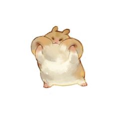 a drawing of a hamster with its eyes closed and it's back turned to the side