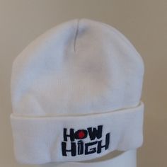 A Stone Cold Collector's Item. New Never Worn "How High" Ski Cap! A Promo Item From The Movie Of The Same Name That Starred Redman And Merhod Man. Sure To Keep You Warm In Winters, Its Just Plain Cool, A Functional Conversation Piece. You Won't Find It Anywhere Else! White Beanie Hats For Streetwear, Fitted White Snapback Hat, Trendy Adjustable White Beanie, White Beanie For Streetwear, White Beanie For Winter Streetwear, White Fitted Casual Hat, White Casual Beanie For Streetwear, White Winter Flat Bill Hat, White Flat Bill Hat For Winter