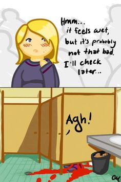 a comic strip with an image of a woman in the bathroom and texting that reads,