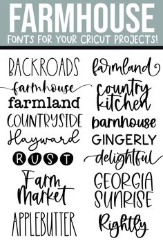 farm house font and numbers for your cricut project - includes handwritten letters