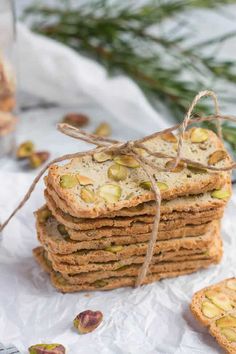 a stack of crackers wrapped in twine and tied with string