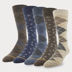 Signature Gold by GOLDTOE Men's Argyle Crew Socks 5pk - Oatmeal 10-13, Men's, Size: Small, Beige Affordable Classic Men's Socks, Men’s Dress Socks, Mens Suits Navy, Tissot Mens Watch, Cheap Fun Men's Socks, Argyle Socks, Mens Crew Socks, Slim Fit Chinos, Comfortable Tops