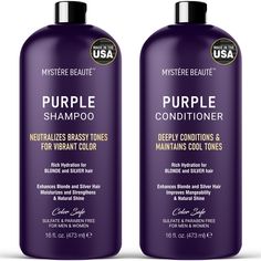 PRICES MAY VARY. Introducing our Purple Shampoo and Conditioner Set, perfect blonde shampoo and conditioner set for maintaining and brightening gray hair. Formulated with purified water, green tea leaf extract, orange extract, chamomile extract, silk protein, avocado oil, and vitamins B5 and E, this purple shampoo and conditioner for blondes nourishes and protects your hair while enhancing color. This shampoo and conditioner set purple is a must have for your shower. Our purple shampoo mask and Best Purple Shampoo, Purple Shampoo For Blondes, Blonde Silver, Brassy Hair, Purple Shampoo And Conditioner, Purple Dye, Perfect Blonde, Shampoo And Conditioner Set, Toning Shampoo