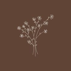 a drawing of flowers on a brown background