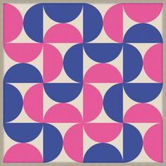 a pink and blue geometric pattern with circles