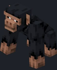 an animal made out of black and brown blocks on a dark background with text that reads,