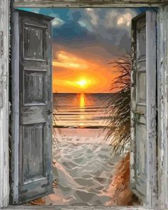 paint by numbers | door to the beach | new arrivals landscapes intermediate | FiguredArt Number Art, Scenery Paintings, City Painting, Happy Paintings, Night Painting, Paint By Numbers, Beach Painting, Paint By Number Kits, Painted Doors