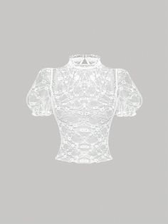 Vintage Romantic See-Through Lace Bud Neck Short Sleeve Top Summer Women Tops White Sexy  Short Sleeve Knitted Fabric Plain  Medium Stretch  Women Clothing, size features are:Bust: ,Length: ,Sleeve Length: White Lace Tops, Designing Clothes, White Lace Shirt, Mod Vintage, Lace Vest, White Lace Top, Top Vintage, Top Summer, Lace Shirt