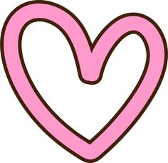 a pink heart shaped object with brown outline on the inside and bottom corner, in front of a white background