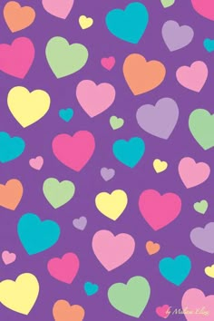 colorful hearts on a pink background