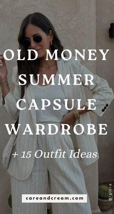 Upgrade your summer look with our Old Money Summer Capsule Wardrobe! We've put together 15 elegant outfit ideas that will awaken your old money style with a mix of 25+ chic summer essentials. Feel confident owning your aesthetic this summer with the relaxed yet refined old money summer style. These outfit ideas are truly an inspiration for crafting your timeless capsule wardrobe. Plus: old money look, old money summer outfits, quiet luxury. Old Money Miami Aesthetic, Old Money Spring Outfit Women, Meet The Parents Outfit Summer, Monochrome Summer Outfit Ideas, Quiet Luxury Summer Outfit, City Trip Outfit Summer, Old Money Travel Outfit, Old Money Summer Outfit Women, Old Money Outfits Summer 2024