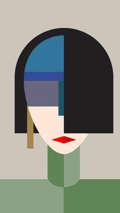 a woman's face with different colors and shapes on the side of her head