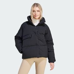 adidas Big Baffle Jacket - Black | Free Shipping with adiClub | adidas US Adidas Shop, Adidas Sportswear, Women Lifestyle, Adidas Sport, Sportswear Women, Duck Down, Adidas Online, Black Adidas, High Collar