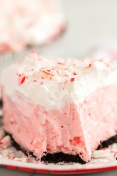 a slice of peppermint ice cream cake on a plate