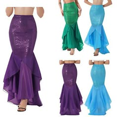 women's long mermaid tail skirt with sequins