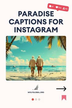 Elderly couple holding hands on a tropical beach, with a graphic overlay about Instagram captions.
Graphic with a list of tropical-themed phrases such as "Sunkissed & sea-blessed," each with a corresponding emoji.
A woman smiling at a laptop surrounded by social media icons, advertising an Instagram engagement pod. Paradise Quotes, Instagram Captions For Selfies, Jungle Vibes, Selfie Captions, Aesthetic Captions, Perfect Captions, Ig Captions