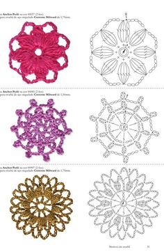 four different types of crochet patterns