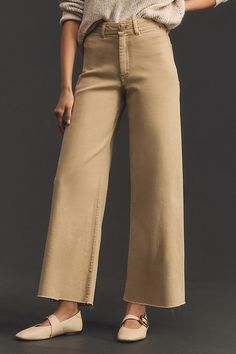 Perfectly polished from hip to hem, the top-rated Ettie features a subtly flared wide leg that crops just above the ankle. | The Ettie High-Rise Crop Wide-Leg Jeans by Maeve in Beige, Women's, Size: 25, Cotton/Elastane/Lyocell at Anthropologie Wes Anderson Style, Wide Leg Crop Pants, Cropped Wide Leg Jeans, Favorite Dress, Wide Leg Jeans, Cropped Pants, Fashion Inspo Outfits, Anthropologie, Shopping Outfit