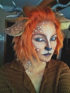 Fantasy Make-up, Deer Makeup, Halloweenský Makeup, Animal Makeup, Deer Costume, Special Effects Makeup, Stage Makeup, Christmas Makeup, Halloween Make Up