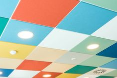 the colorful ceiling is painted with different colors