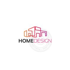 the logo for home design, which is designed to look like an abstract house with colorful lines