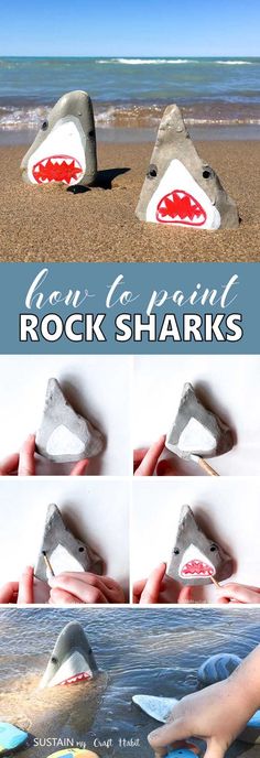 the shark is made out of rocks on the beach