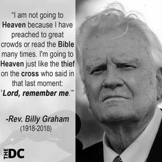 an older man in a suit and tie with a quote from billy graham on it