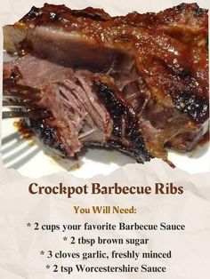 the recipe for crockpot barbecue ribs is shown