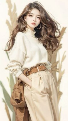 Anime Show, Anime Outfits, Cute Fashion, Modest Fashion, Brown Hair, Fashion Illustration, Designer Dresses