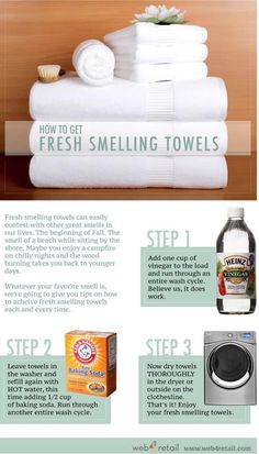 the instructions for how to get fresh smelling towels