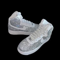 Welcome, Nike Airforce 1’s High Tops With Luxe Crystal Diamonds Full Coverage Design, Made To Last Permanent Design! Colours:Crystal Diamond All Colours Available Please See Colour Chart Attached, Brand New In Box Nike Airforce 1’s High Tops Sizes In Usa Women’s 6 6.5 7 7.5 8 8.5 9 9.5 10 10.5 11 11.5 12 12.5 13 Comes With Original & Ribbon Laces To Order; Can Also Be Made In Black Please See Colour Chart Attached To Change Colour Way Or Add Additional Colours Please Add To Bundle For Any Change White Rhinestone Sneakers For Streetwear, White Iced Out Sneakers For Streetwear, White Embellished Sneakers For Streetwear, White Custom Rhinestone Sneakers For Streetwear, White Custom Sneakers With Rhinestones For Streetwear, White Rhinestone Custom Sneakers For Streetwear, White Rhinestones Custom Sneakers For Streetwear, Sporty White Sneakers With Rhinestones, White Custom Sneakers With Rhinestones And Round Toe